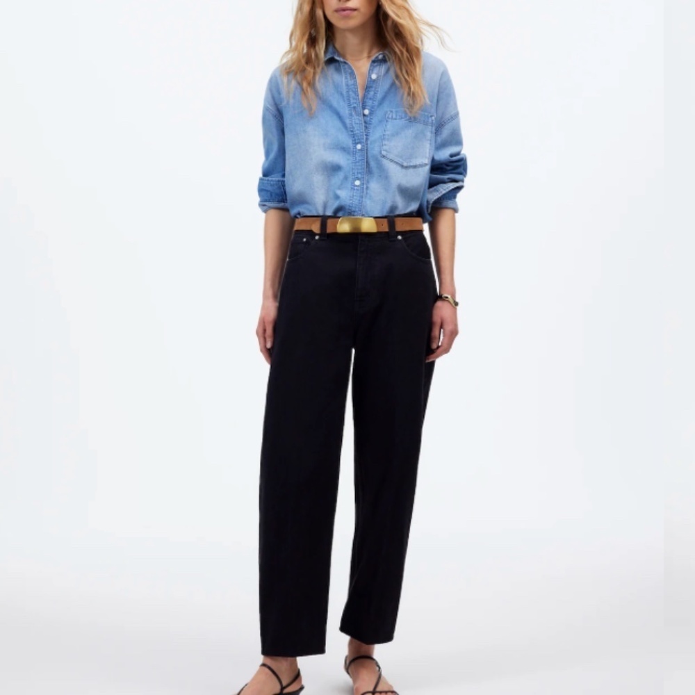 Madewell The Arc-Leg Relaxed Tapered Cotton Jean in Black Frost Size 28